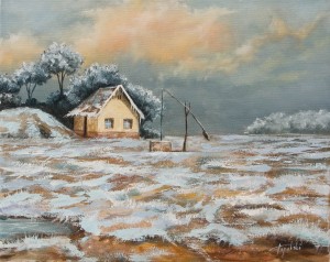 Snowy Farm House - Oil Painting on Canvas by artist Darko Topalski