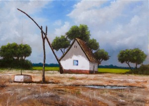 Farm in the Fields - Oil Painting on Canvas by artist Darko Topalski