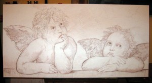 Raphael angels - drawing on canvas
