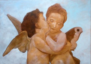 Added some white and colors to the sky -The first Kiss or L'Amour et Psyché, enfants by Topalski