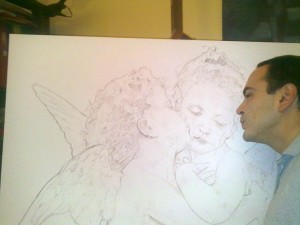 drawing-The first Kiss or L'Amour et Psyché, enfants by Topalski
