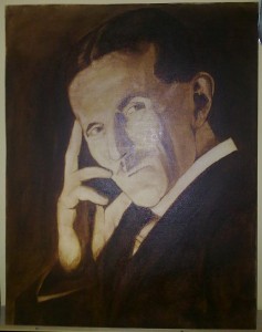 Nikola Tesla - Portrait Painting by Topalski - painting in progress phase 1