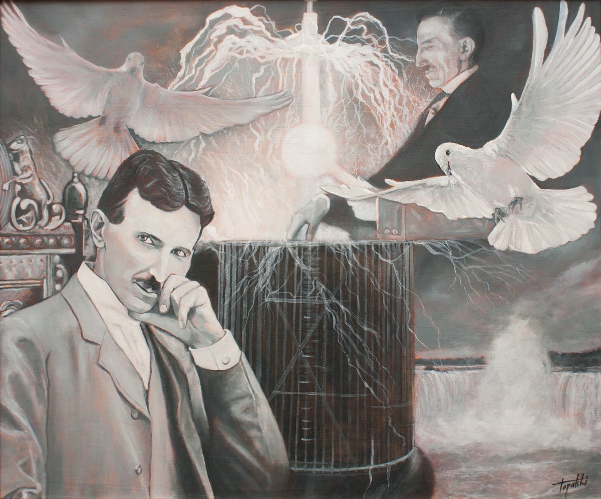 Nikola & Tesla - Oil Painting - Fine Arts Gallery - Original fine Art ...